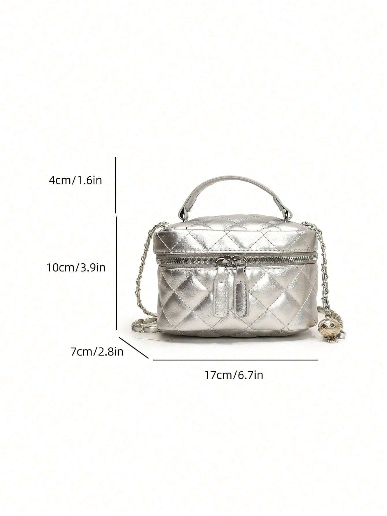 Luxury Mini Diamond Chain Handbag – Silver Edition ✨