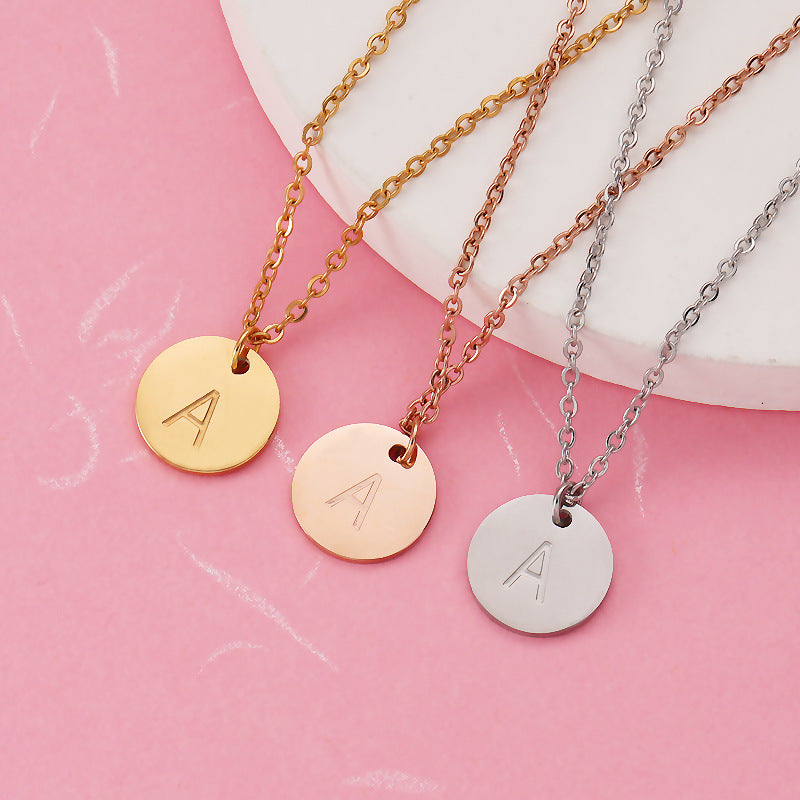 Initial Letter Pendant Necklace Lady Cute